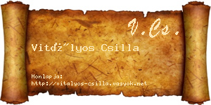 Vitályos Csilla névjegykártya